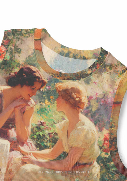 Garden Chat Pride Y2K Mesh Muscle Tank Cherrykitten