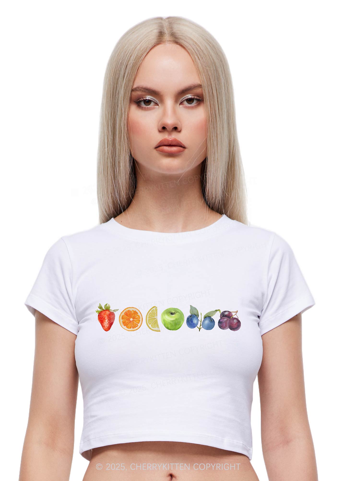 Six Fruity Y2K Baby Tee Cherrykitten