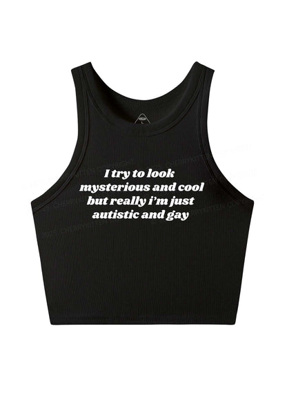 Im Just Autistic And Gay Pride Y2K Crop Tank Top Cherrykitten