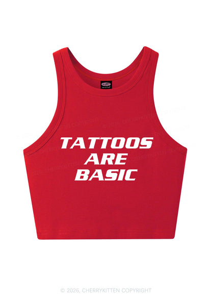 Tattoos Are Basic Y2K Crop Tank Top Cherrykitten
