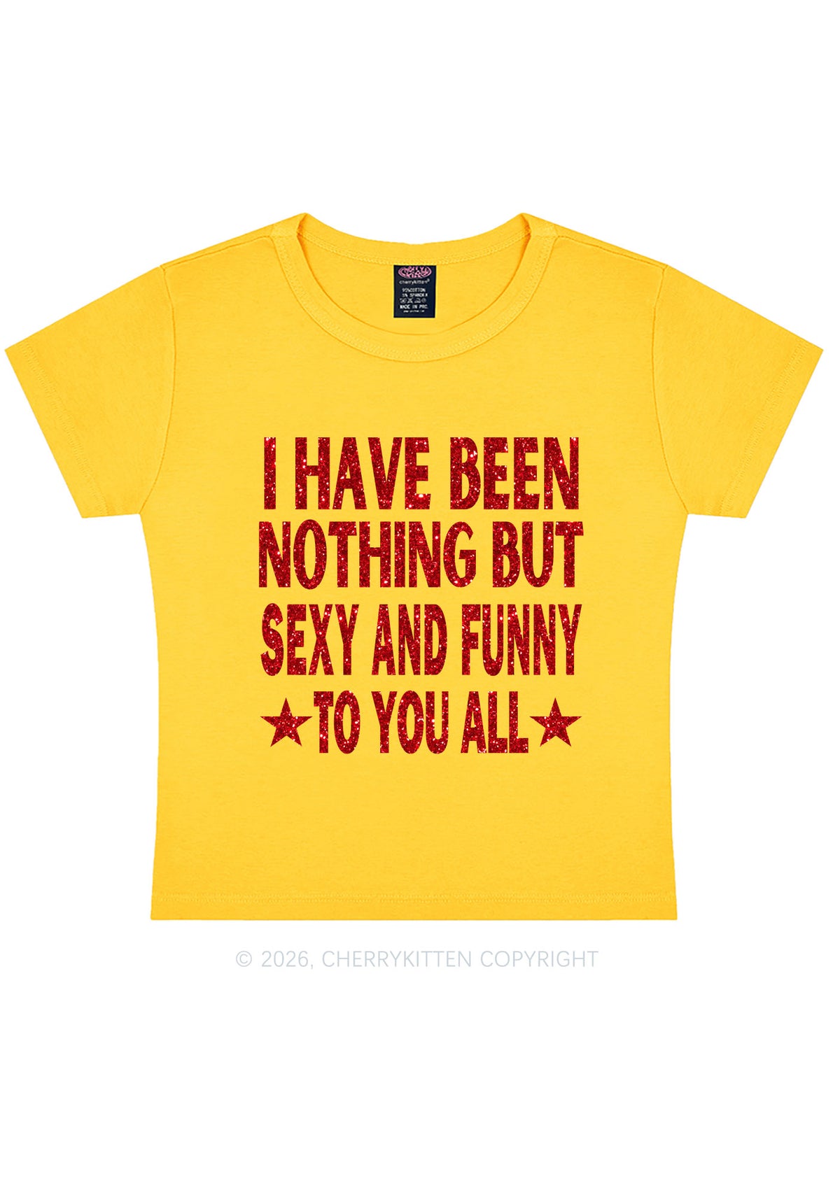 Glitter I Have Been Funny Y2K Baby Tee Cherrykitten
