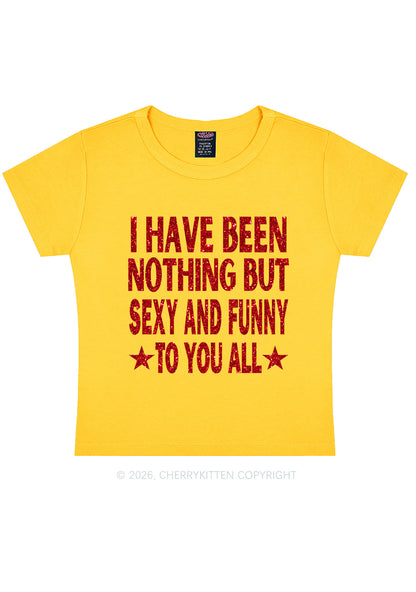 Glitter I Have Been Funny Y2K Baby Tee Cherrykitten