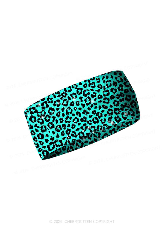 Turquoise Green Leopard Y2K Print Headband Cherrykitten