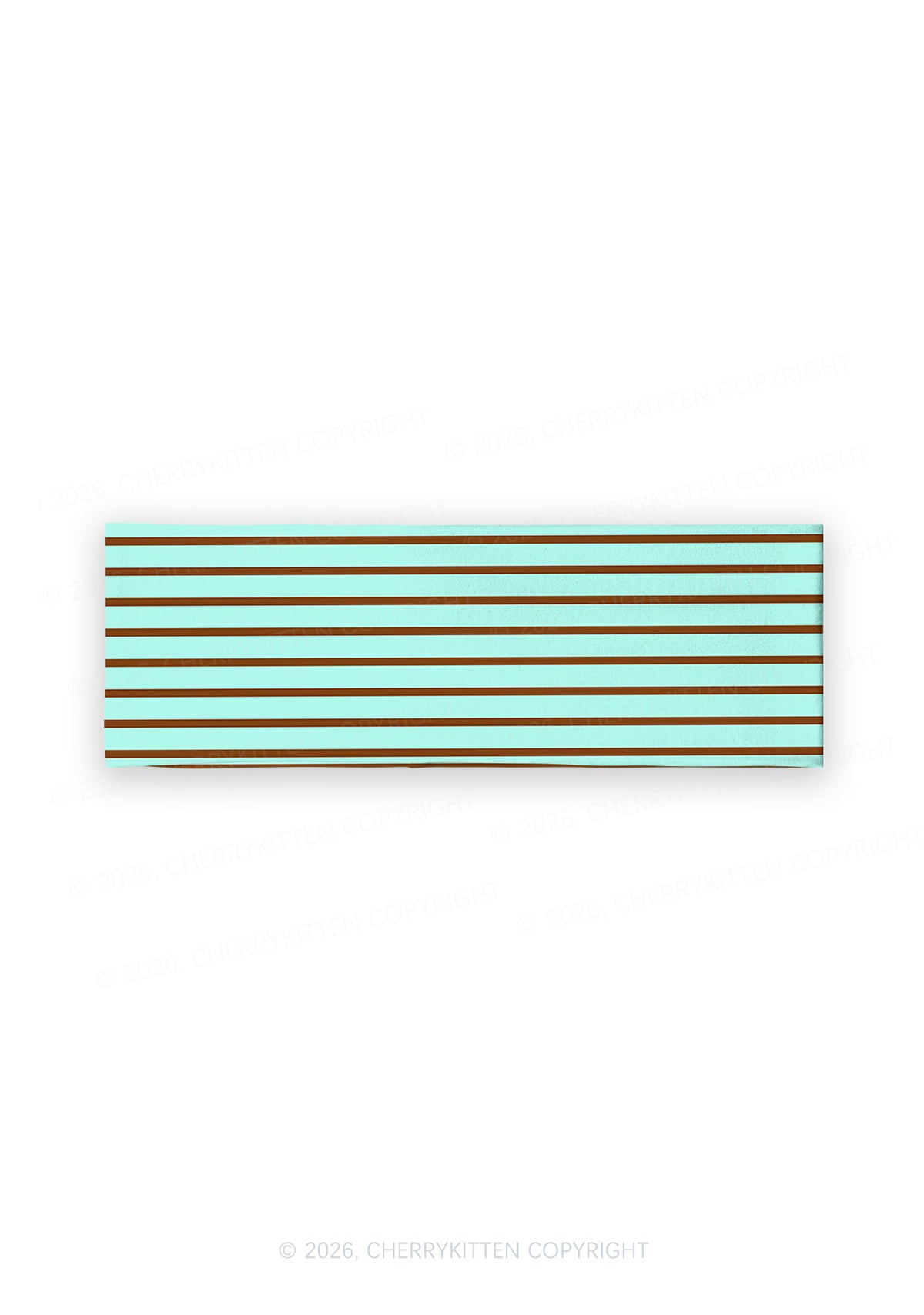 Mint Brown Stripes Y2K Print Headband Cherrykitten