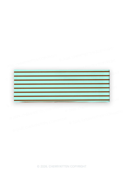 Mint Brown Stripes Y2K Print Headband Cherrykitten