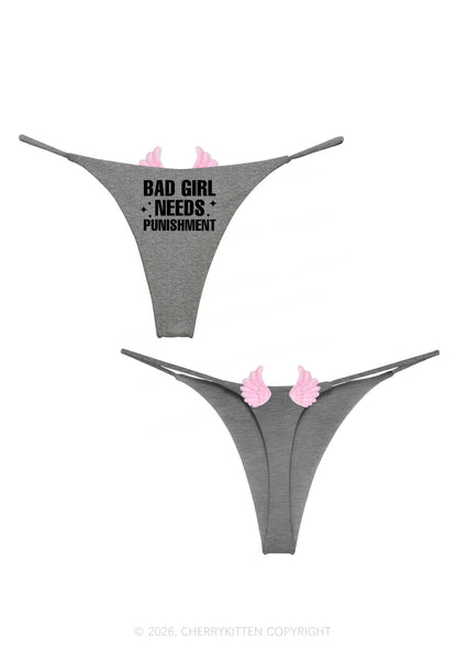 Bad Girl Needs Punishment Y2K Goth Angel Wings Bikini String Thong Cherrykitten
