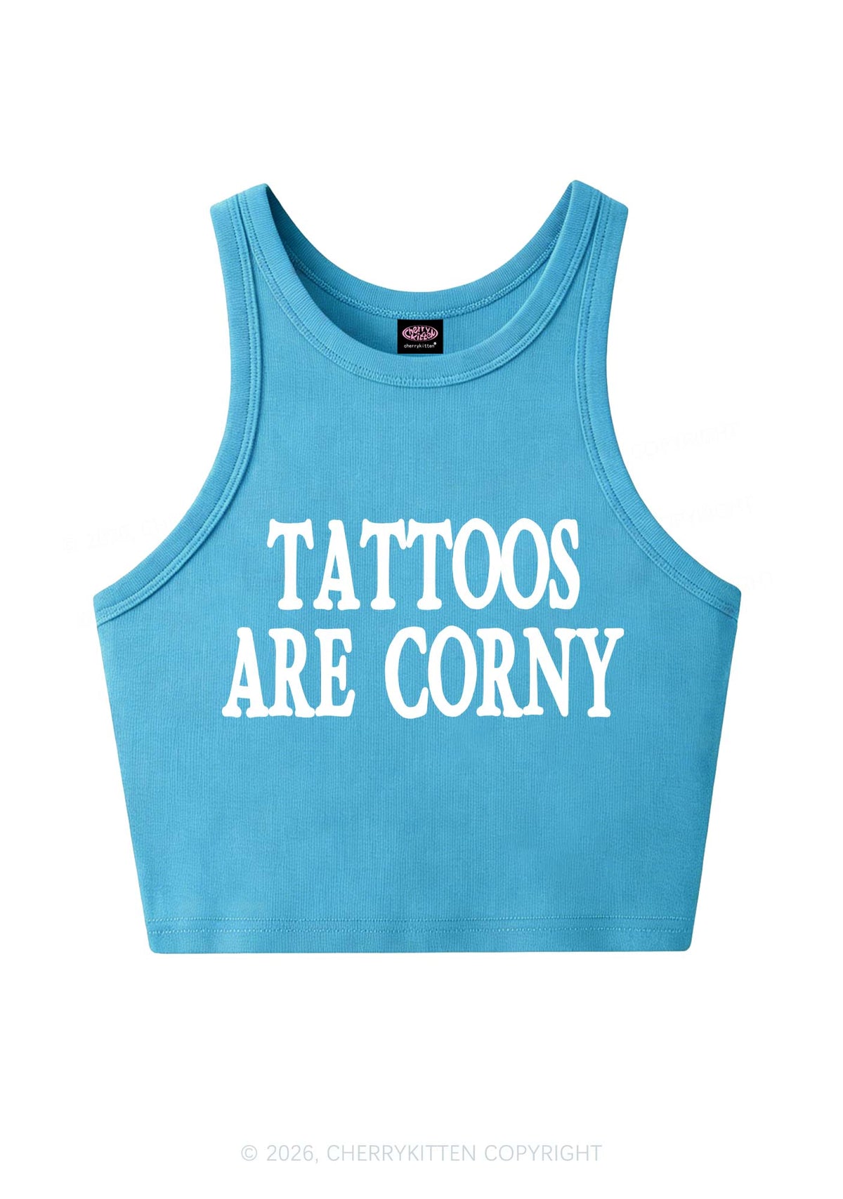 Tattoos Are Corny Y2K Crop Tank Top Cherrykitten