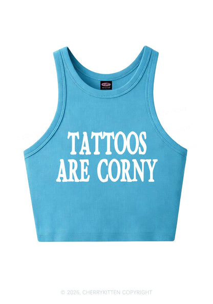 Tattoos Are Corny Y2K Crop Tank Top Cherrykitten
