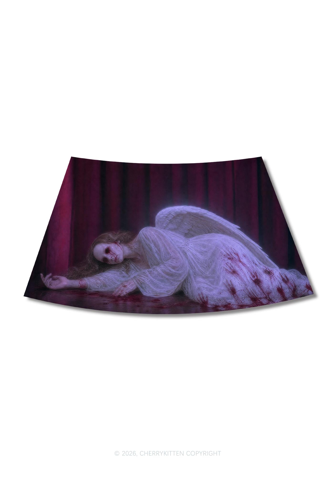 Halloween Bloody Lying Angel Y2K Print Mini Skirt Cherrykitten