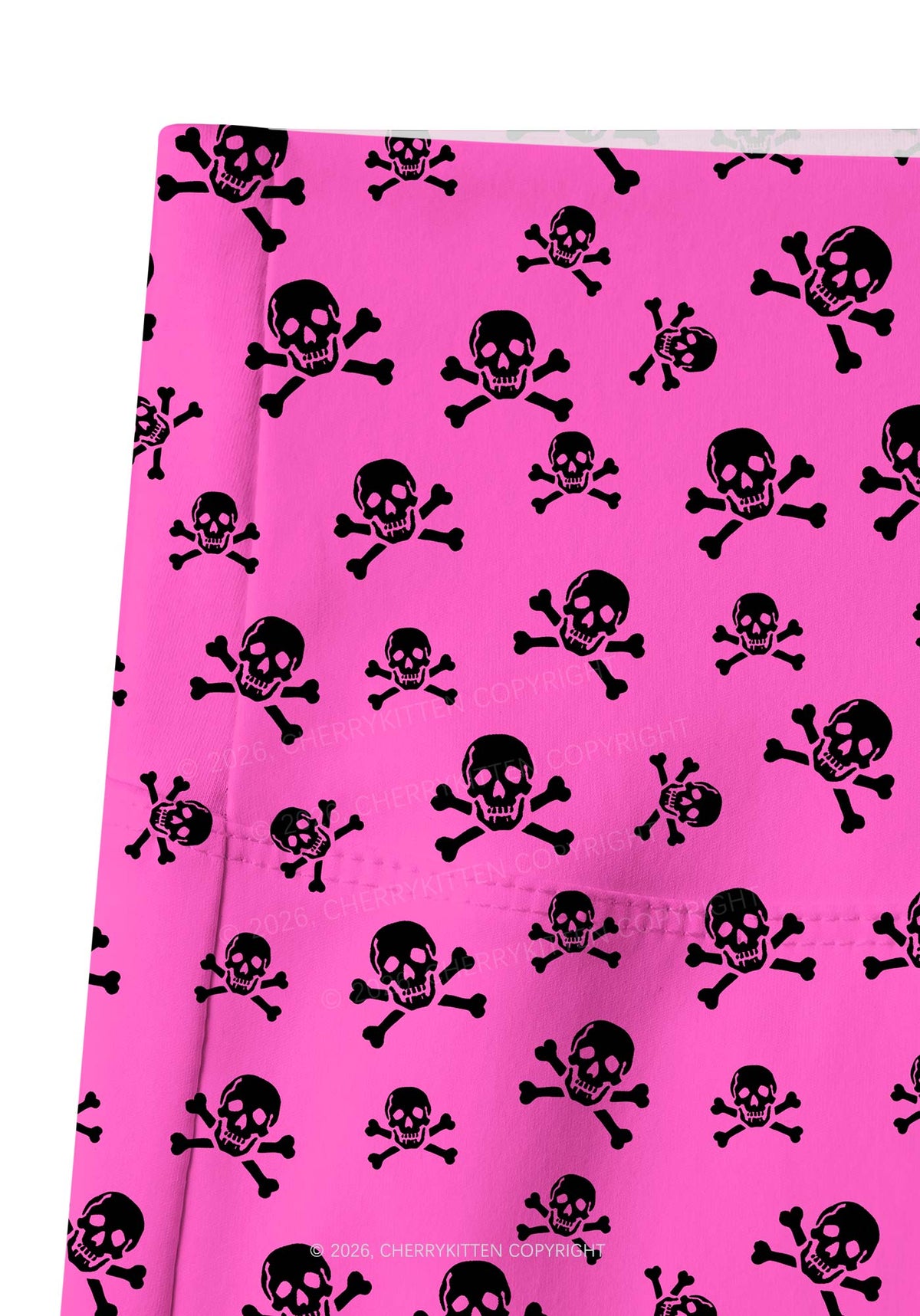 Halloween Pink Skulls Y2K Print Gym Shorts Cherrykitten