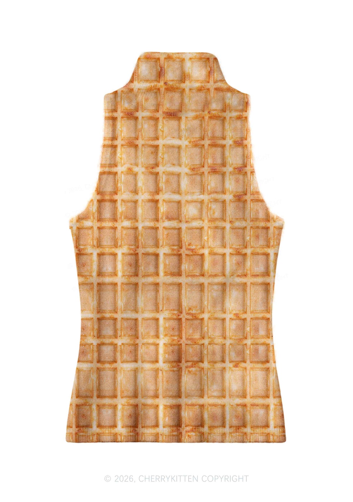 Waffle Texture Y2K Knit Turtleneck Tank Top Cherrykitten