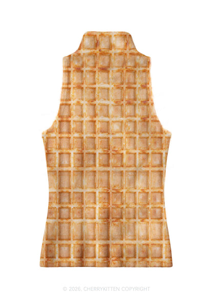 Waffle Texture Y2K Knit Turtleneck Tank Top Cherrykitten