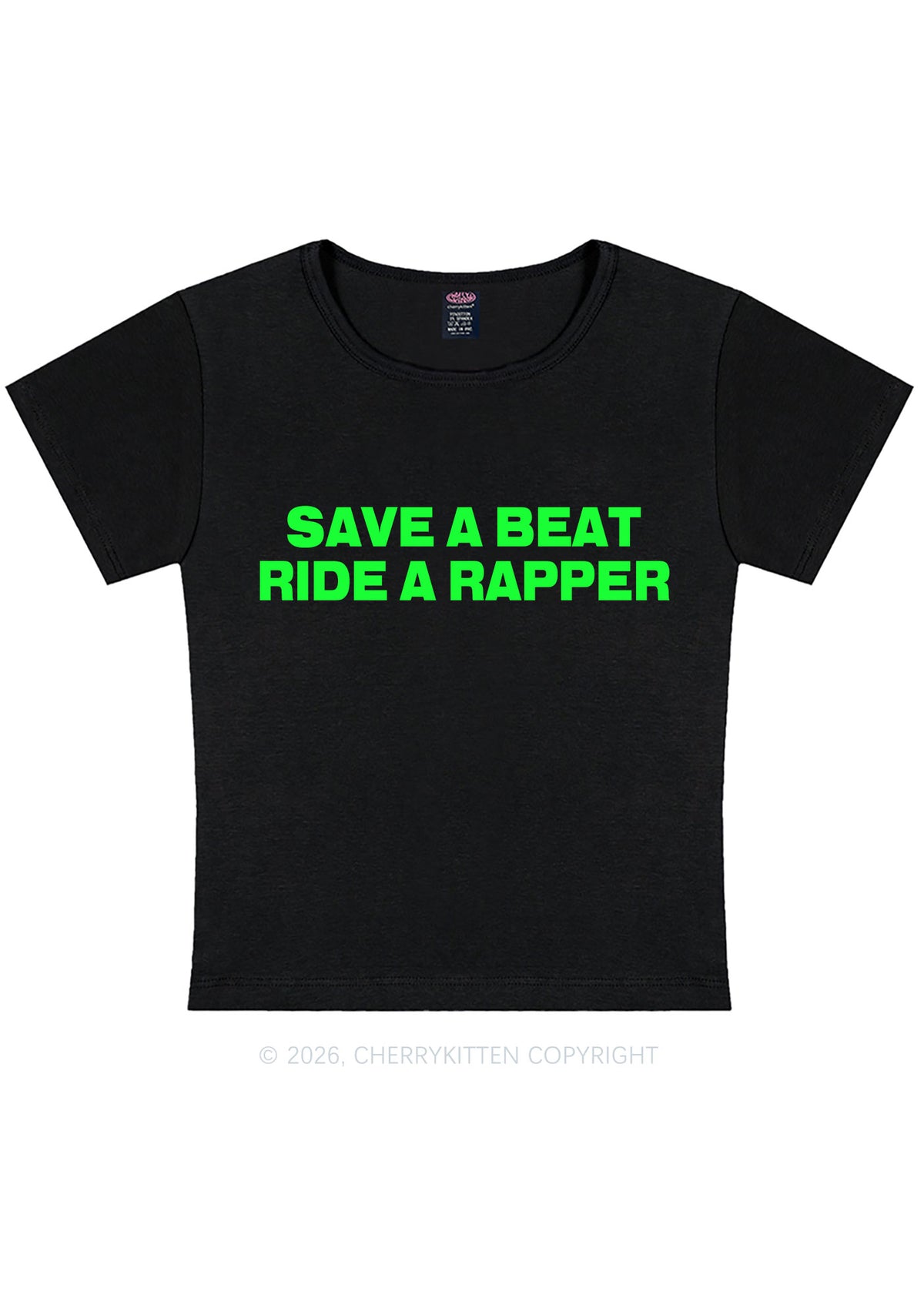Save A Beat Ride A Rapper Y2K Baby Tee Cherrykitten