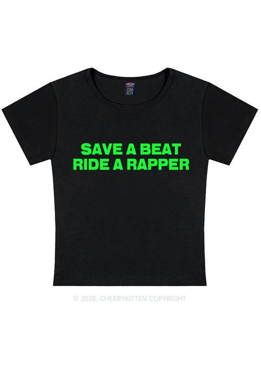 Save A Beat Ride A Rapper Y2K Baby Tee Cherrykitten