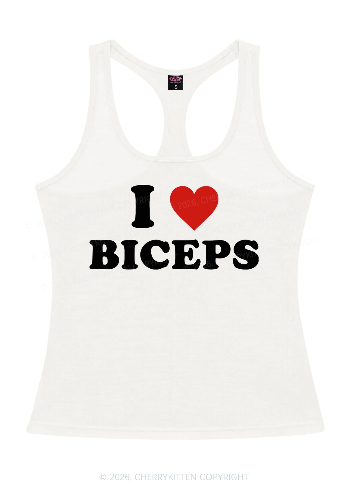 I Love Biceps Y2K Women Racerback Tank Top Cherrykitten