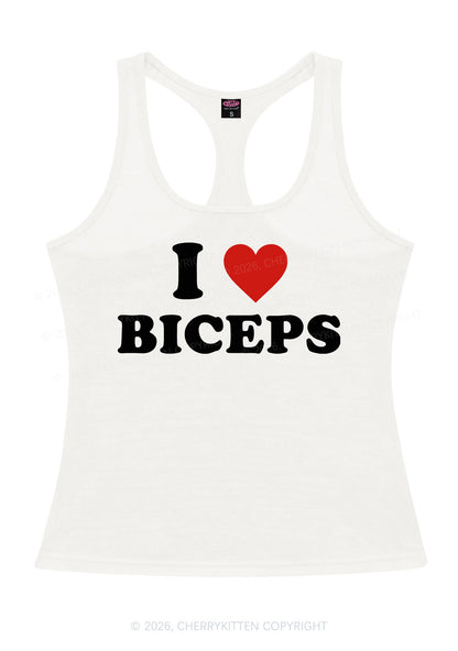 I Love Biceps Y2K Women Racerback Tank Top Cherrykitten