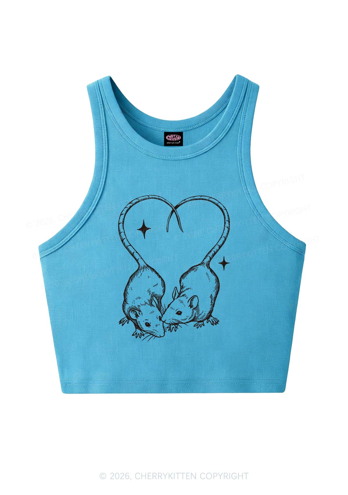 Two Rats Heart Tail Y2K Crop Tank Top Cherrykitten