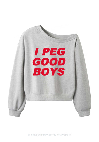 I Peg Good Boys Y2K Off Shoulder Sweatshirts Cherrykitten