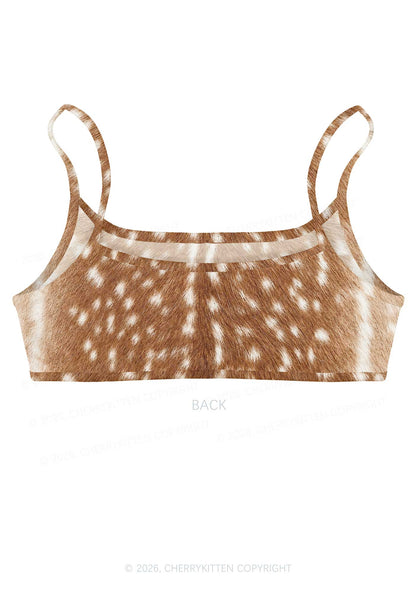Brown Deer Dots Y2K Print Super Crop Cami Cherrykitten