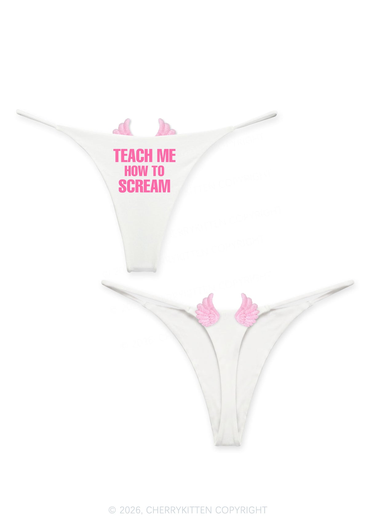 Teach Me How To Scream Y2K Goth Angel Wings Bikini String Thong Cherrykitten