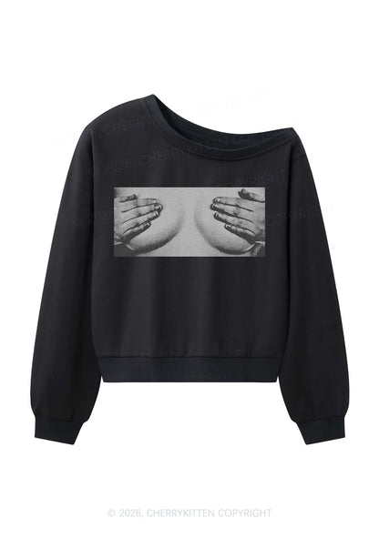 Touch Bxxbs Y2K Off Shoulder Sweatshirts Cherrykitten