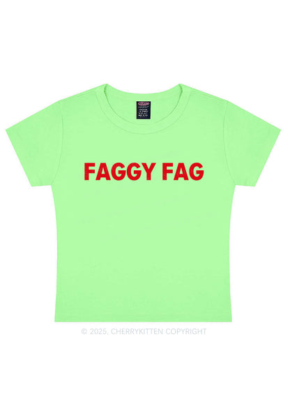 Faggy Fag Pride Y2K Baby Tee Cherrykitten