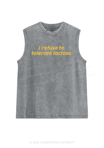 Glitter Refuse To Tolerate Lactose Y2K Washed Muscle Tank Cherrykitten