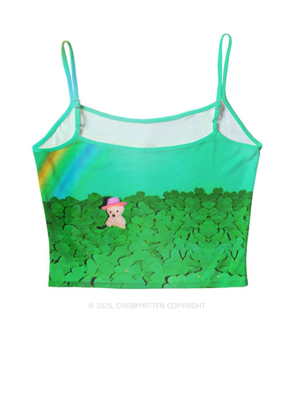 Clover Bear St Patricks Y2K Mesh Cami Tank Cherrykitten