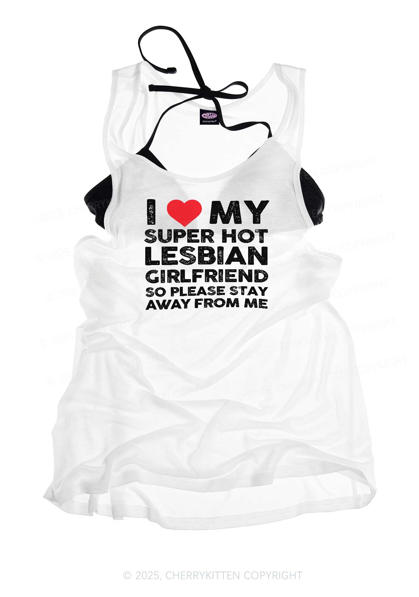 I Love My Hot GF Pride Y2K Sheer Boyfriend Tank Cherrykitten