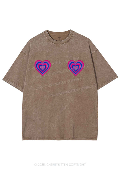 Bisexual Heart Pride Y2K Shirts Washed Tee Cherrykitten