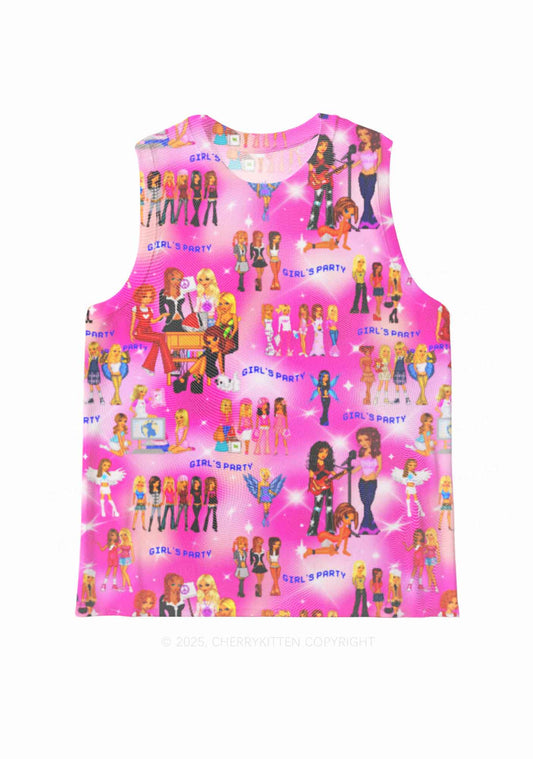 Girls Party Y2K Mesh Muscle Tank Cherrykitten
