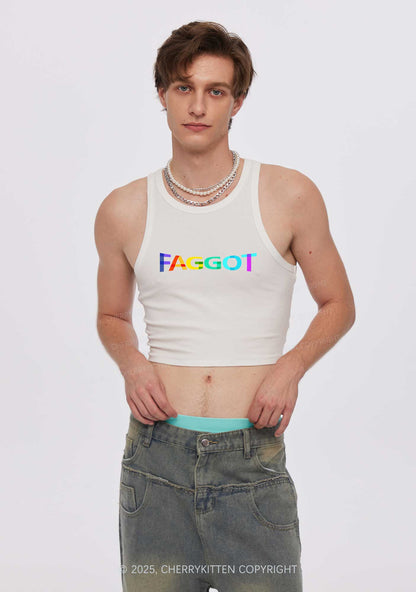 Colorful Faggot Pride Y2K Crop Tank Top Cherrykitten
