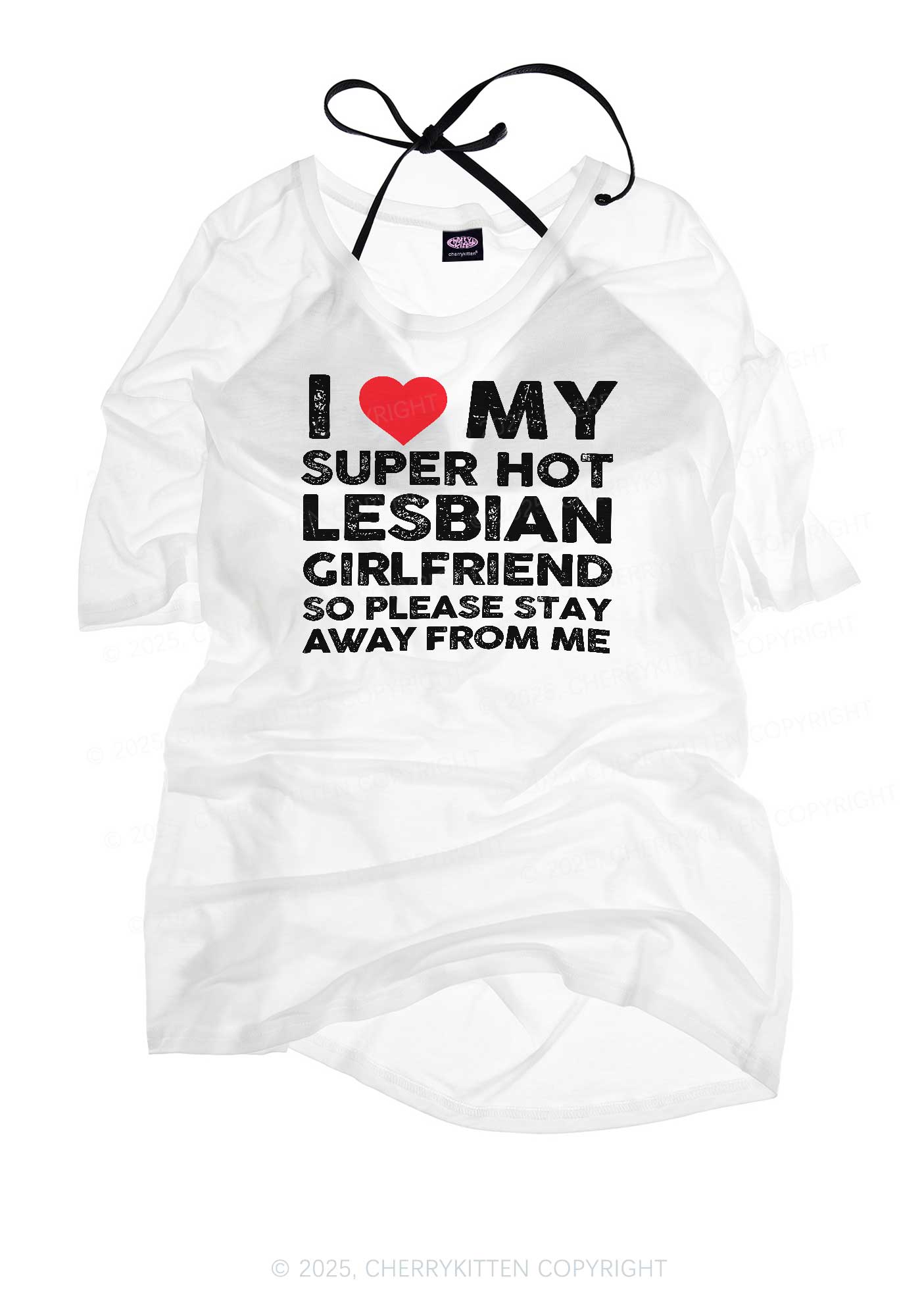 I Love My Hot GF Pride Y2K Sheer Boyfriend Tee Cherrykitten