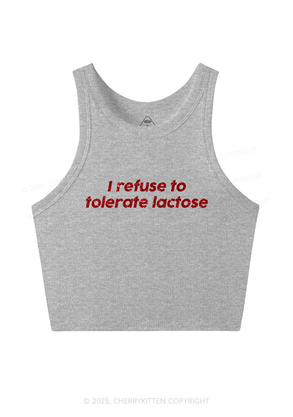 Glitter Refuse To Tolerate Lactose Y2K Crop Tank Top Cherrykitten