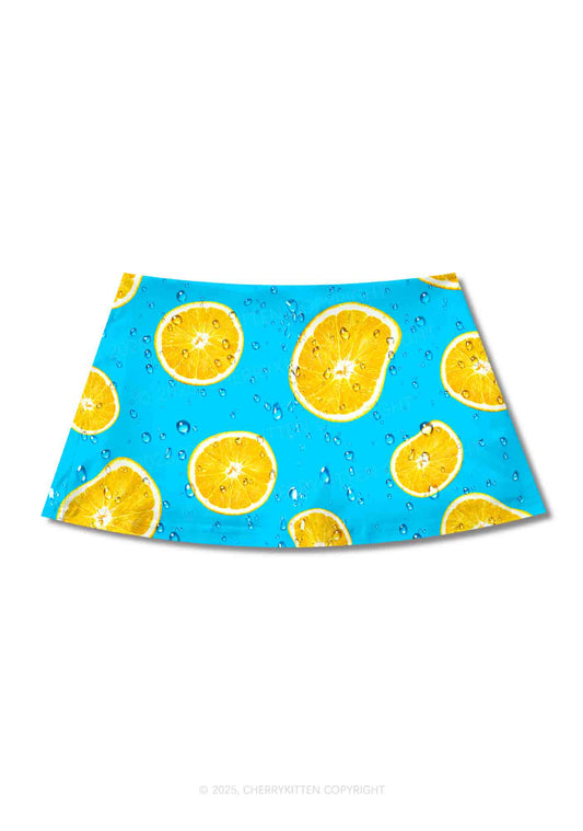Yellow Lemon Y2K Print Mini Skirt Cherrykitten