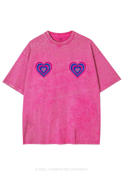 Bisexual Heart Pride Y2K Shirts Washed Tee Cherrykitten