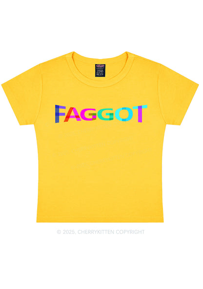 Colorful Faggot Pride Y2K Baby Tee Cherrykitten