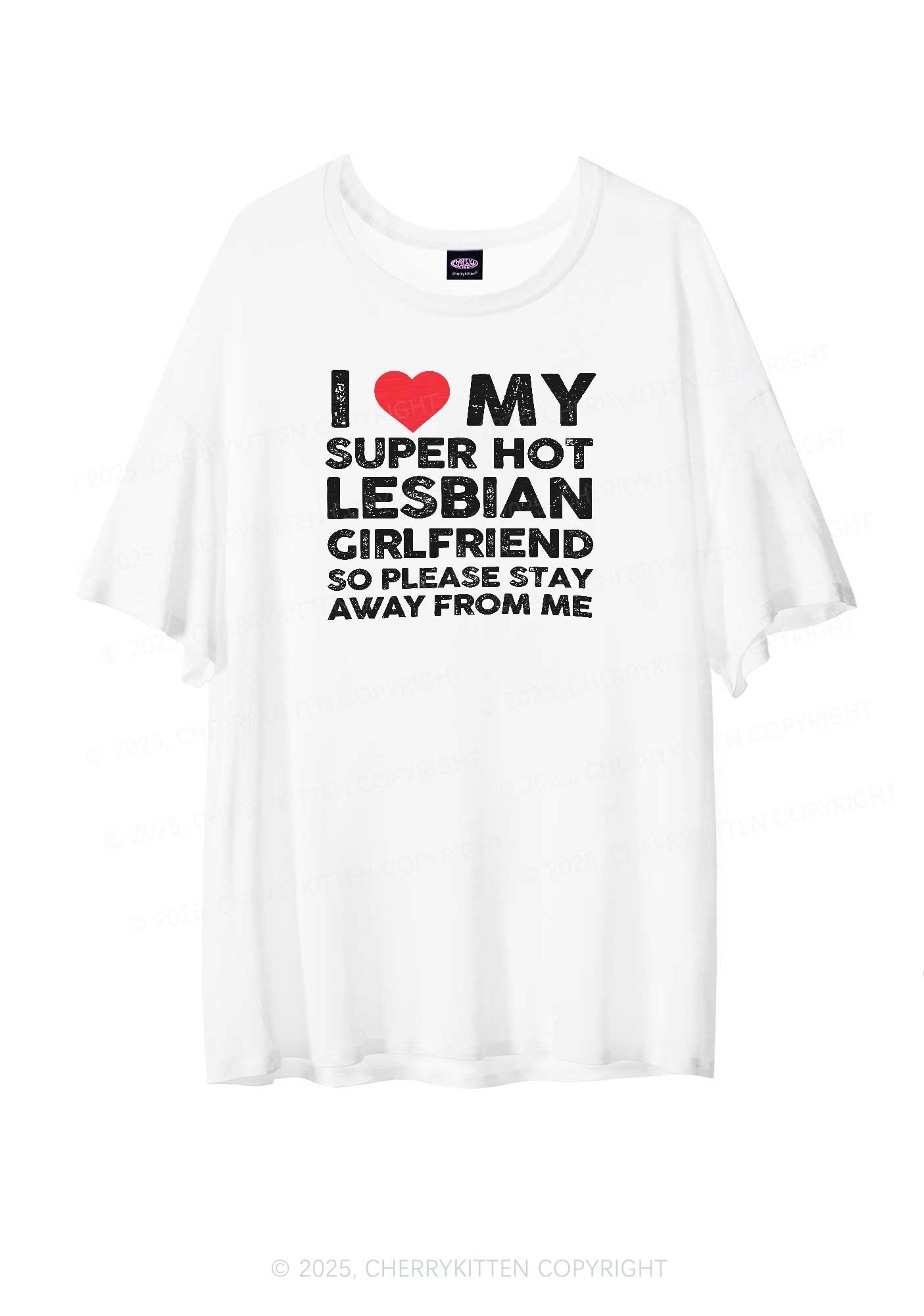 I Love My Hot GF Pride Y2K Sheer Boyfriend Tee Cherrykitten