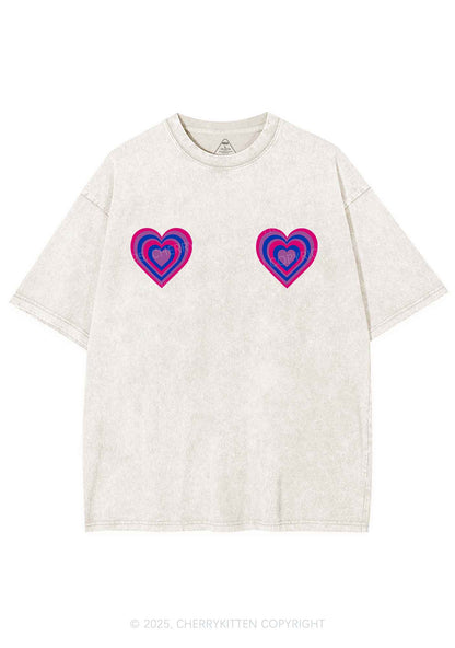 Bisexual Heart Pride Y2K Shirts Washed Tee Cherrykitten