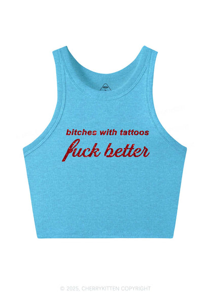 Glitter Bxxches With Tattoos Fxxk Better Y2K Crop Tank Top Cherrykitten