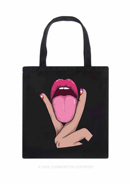 Lesbian Kissing Pride Y2K Canvas Tote Bag Cherrykitten