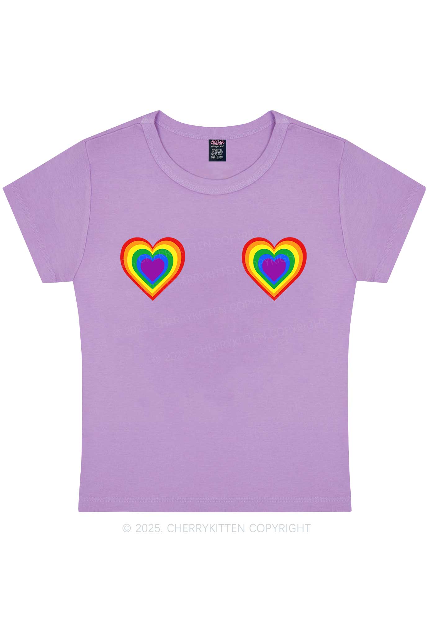 Rainbow Heart Pride Y2K Baby Tee Cherrykitten