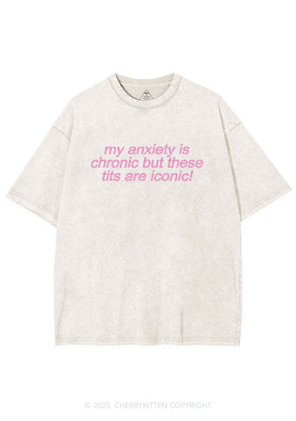Glitter My Anxiety Is Chronic Y2K Shirts Washed Tee Cherrykitten