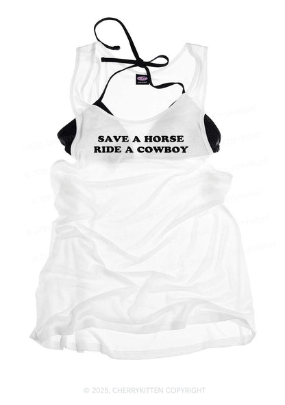 Save A Horse Y2K Sheer Boyfriend Tank Cherrykitten