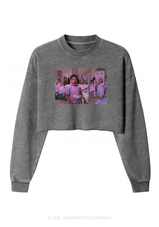 Boys Ugh Y2K Crop Washed Sweatshirts Cherrykitten