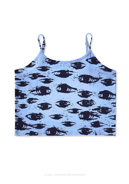 Eyes In The Blue Y2K Print Cami Crop Top Cherrykitten