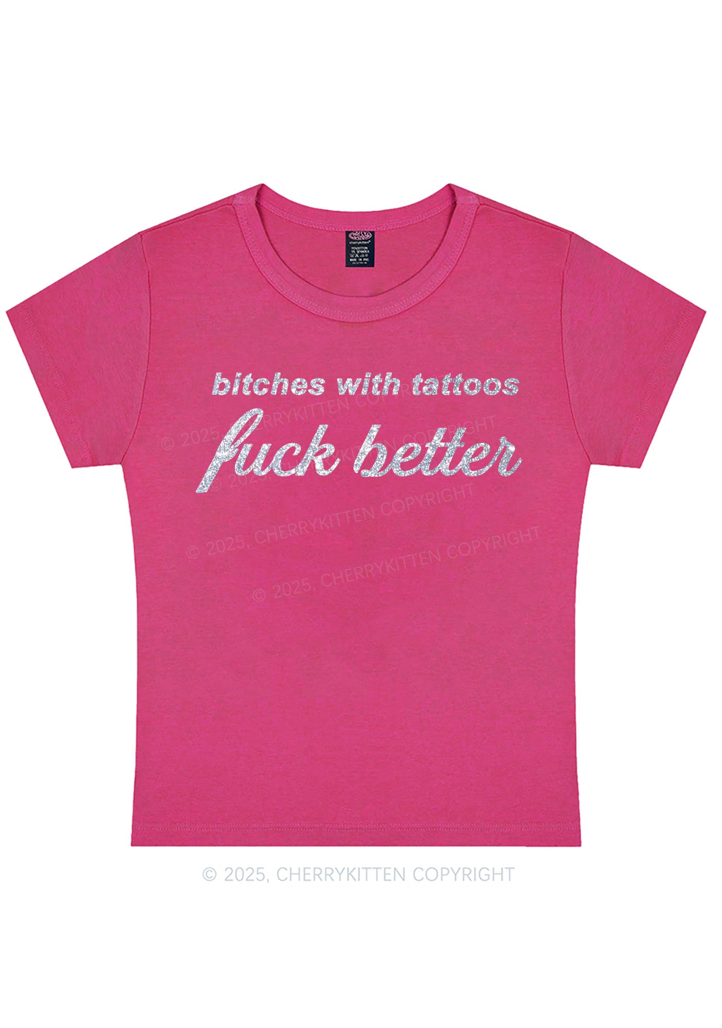 Glitter Bxxches With Tattoos Fxxk Better Y2K Baby Tee Cherrykitten