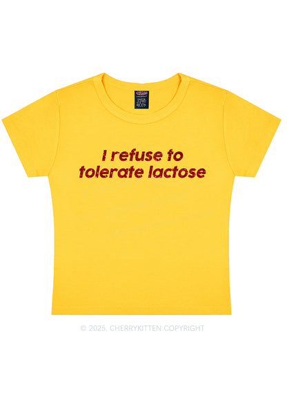 Glitter Refuse To Tolerate Lactose Y2K Baby Tee Cherrykitten