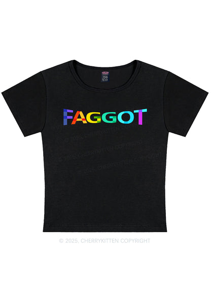 Colorful Faggot Pride Y2K Baby Tee Cherrykitten