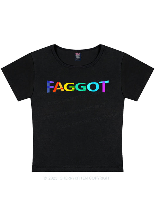 Colorful Faggot Pride Y2K Baby Tee Cherrykitten